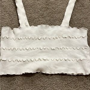 White Ruffled Crop Top